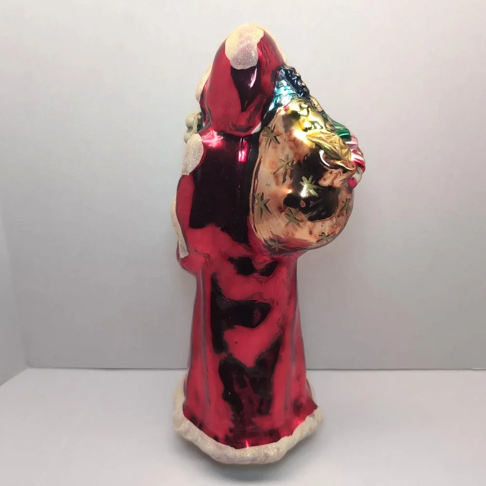 Midwest of Cannon Falls Mercury Glass Santa Figurine Toy Bag Christmas 13